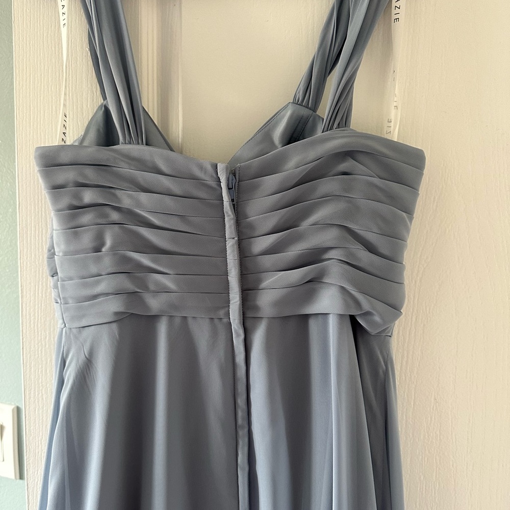 Azazie bridesmaid dress, dusty blue color, size 10, used one time like new - Picture 8 of 11